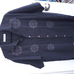 Men's Silk embroidered shirt, plus size.